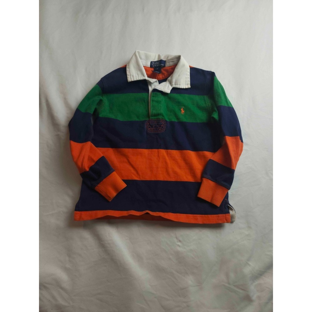 Polo Ralph Lauren Striped Rugby Polo Shirt Boys Size 5 Multicolor Preppy Vintage